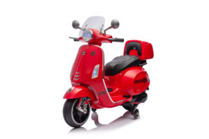 Kids Ride-On Electric Scooter, RED Vespa Style, with Storage Box and LED Lights